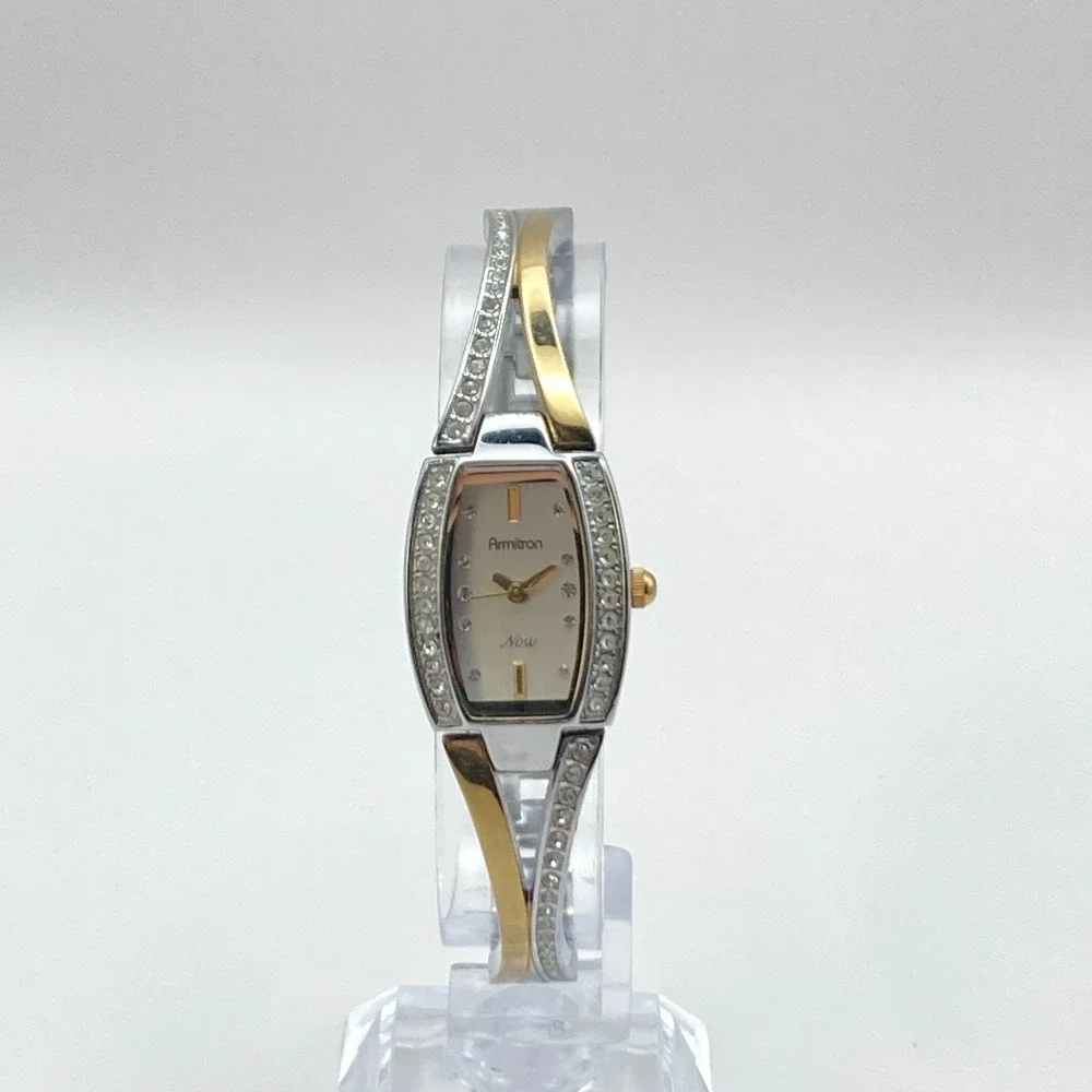 Armitron Now Women's Watch 19mm Gold Silver Two Tone Crystals New Battery 6.75